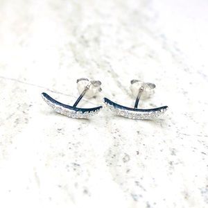 925 Sterling Silver Curved CZ Stud Earrings